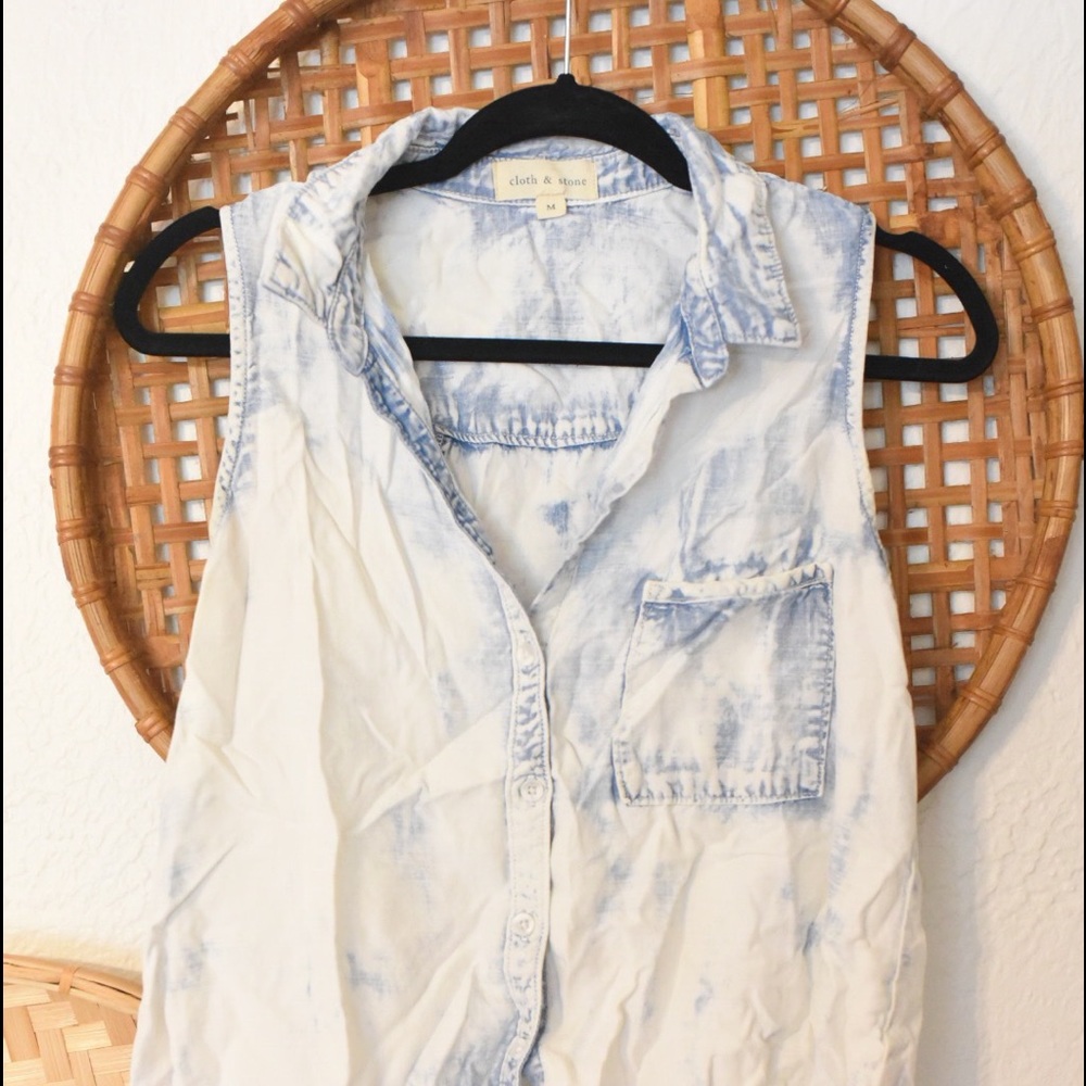 Denim S T O N E W A S H  button down tank